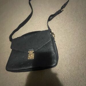 Black Crossbody Bag with Gold Clasp